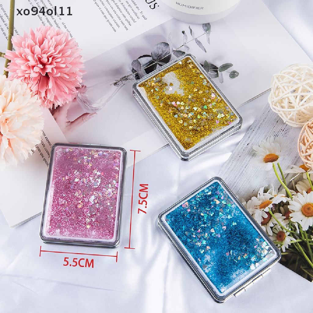 Xo Cermin Rias Saku Mini Cermin Compact Kosmetik Kreatif Dengan Pasir Mengalir OL