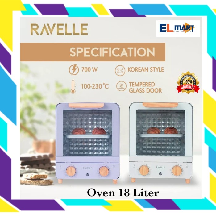 Ravelle Cubic Oven Listrik Toaster 18L Low Watt 18 Liter Oven Electric