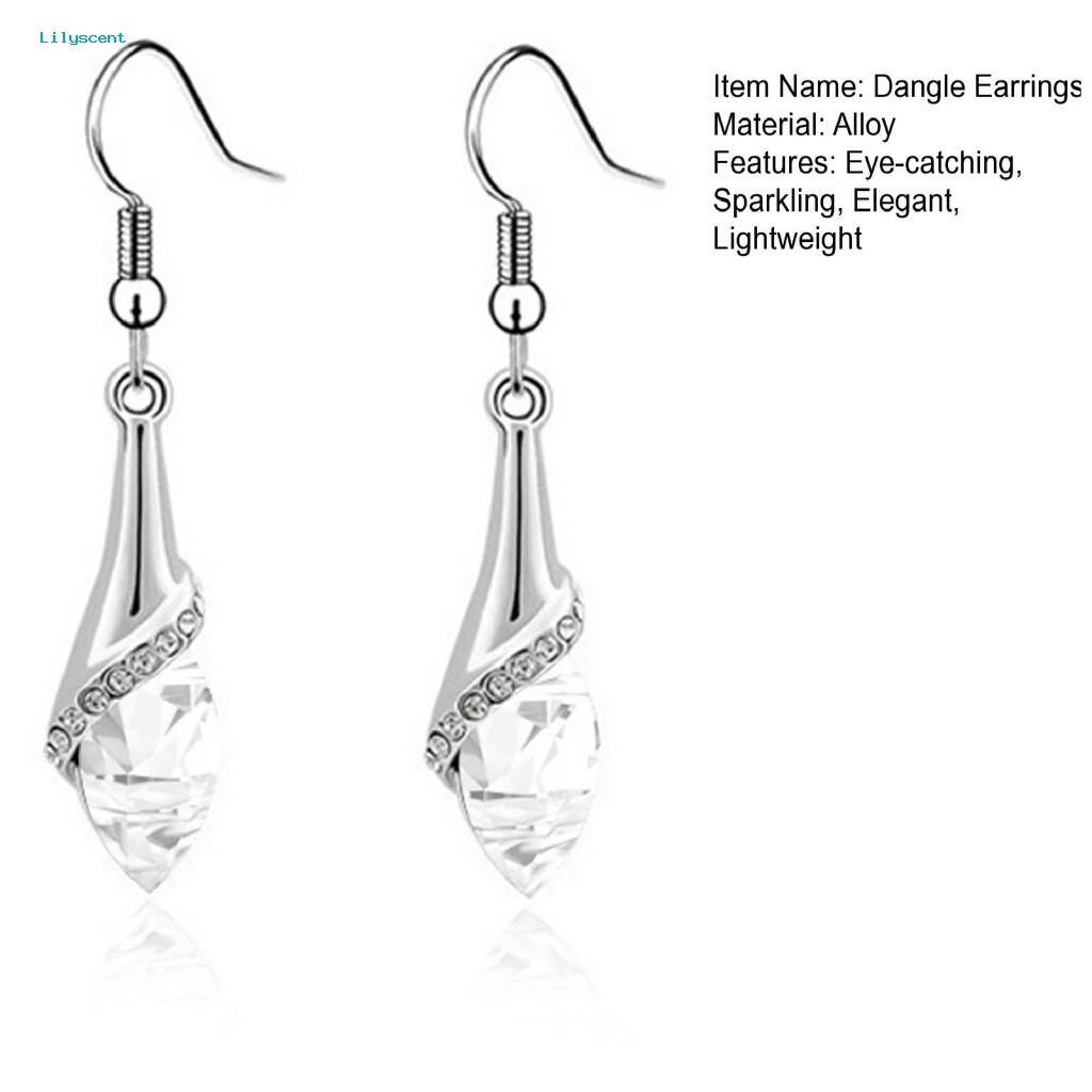 Lilyscent 1pasang Anting Panjang All Match Untuk Wanita Women Wedding Drop Earrings Dekorasi Bentuk Kreatif