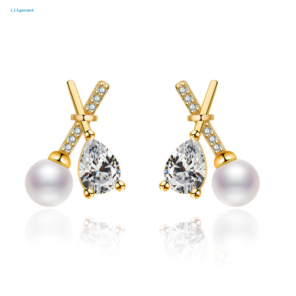 Lilyscent 1pasang Anting Pejantan Tidak Teratur Untuk Perjamuan Perhiasan Fashion Faux Zircon Ear Studs Rhinestone Bertatahkan