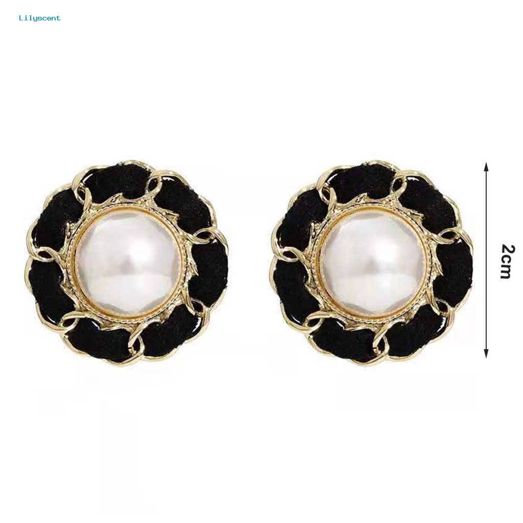 Lilyscent 1pasang Hadiah Wanita Ear Studs Untuk Perjamuan Lady Faux Pearl Ear Studs Fashion Aksesori Geometris