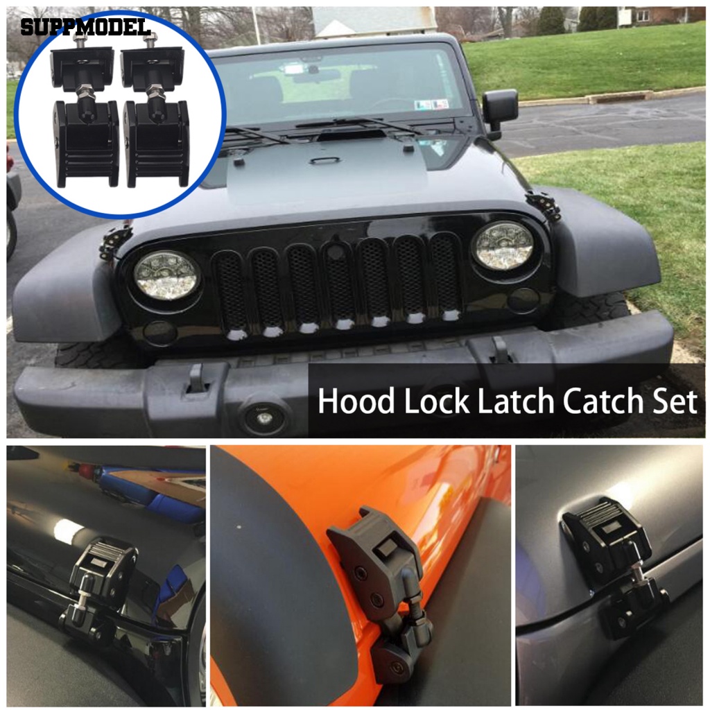 Suppmodel Aluminium Alloy Hood Catch Kit Aluminium Alloy Black Hood Catch Kit Nyaman Untuk Wrangler JK Tanpa Batas 2007-2017