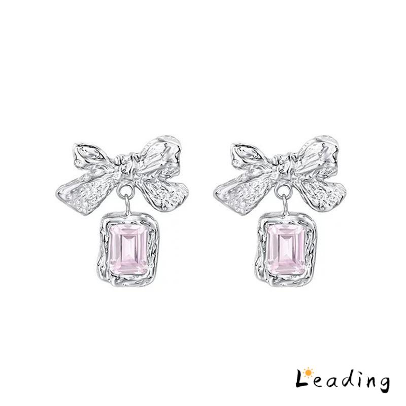 Anting Dasi Kupu-kupu Berlian Zircon Bow Stud Anting Fashion Korea Gaya Untuk Wanita-Le