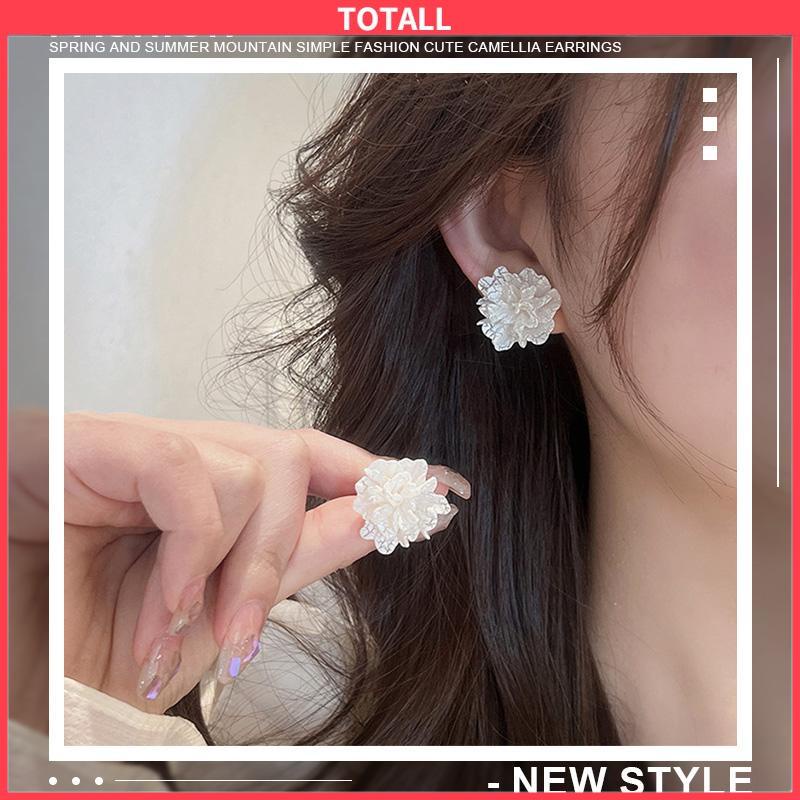 COD Anting Stud 925 Silver Needle Bentuk Bunga Camellia Fahion Korea Gaya Untuk Wanita-Totall