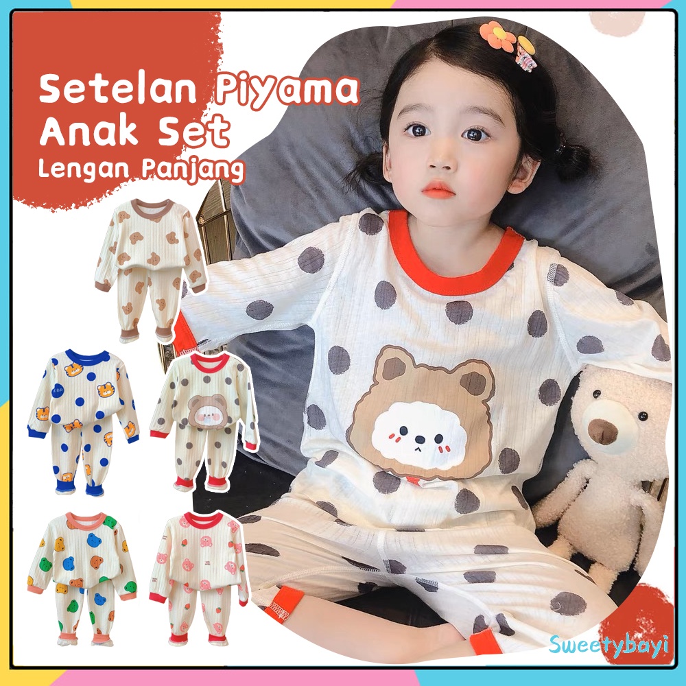 Sweetybayi Set baju tidur bayi Piyama bayi lengan panjang Setelan piyama bayi lucu