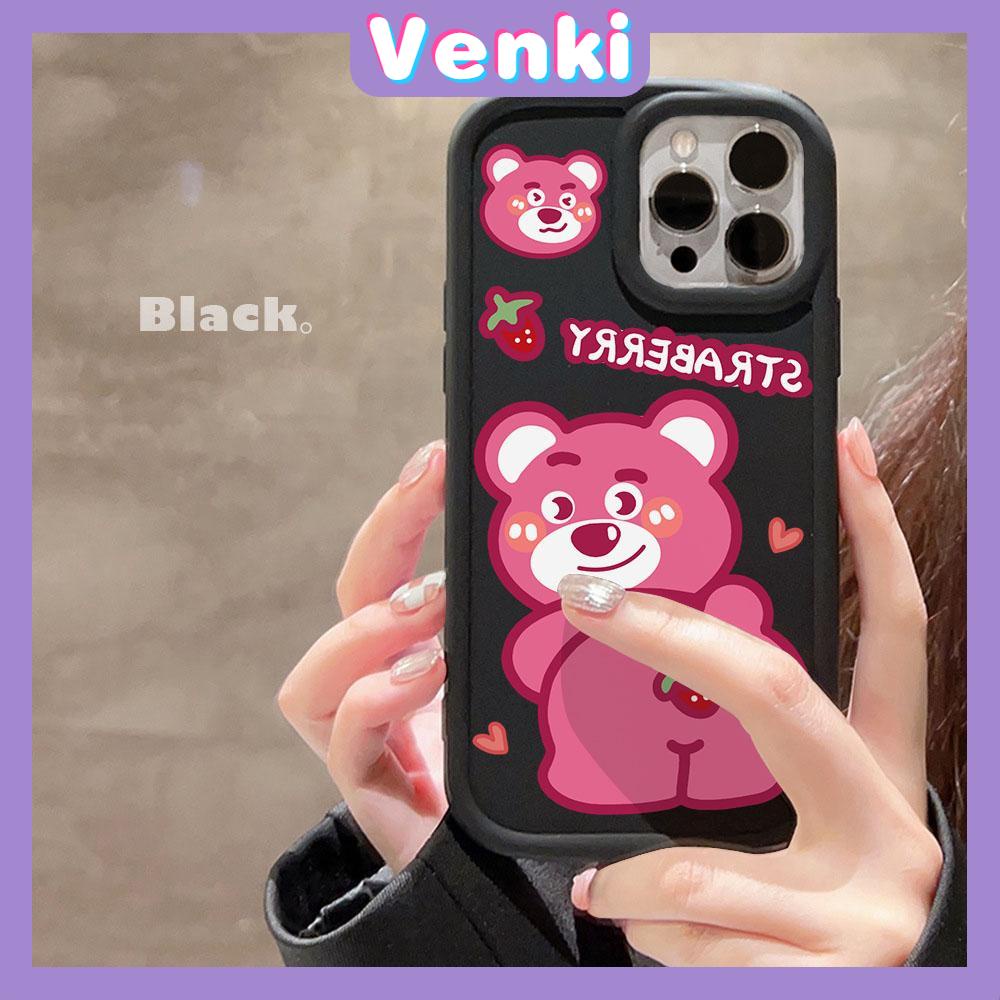 Case fo iPhone 11 Pro Max TPU Soft Case Frosted Bubble Case Black White Cute Cartoon Strawberry Bear Camera Protection Shockproof For iPhone 14 13 12 11 Plus Pro Max 7 Plus X XR