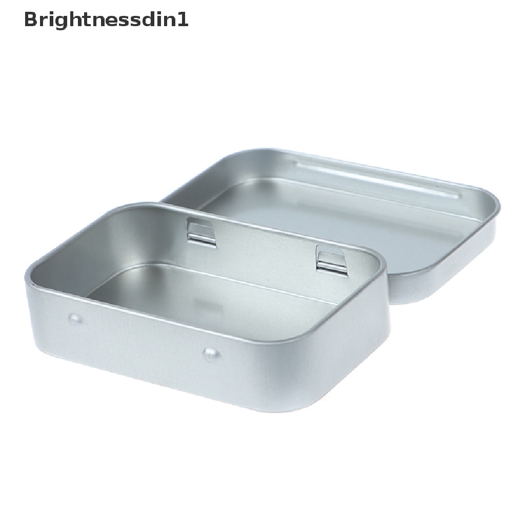 [Brightnessdin1] 1pc Timah Kecil Kosong Metal Tin Silver Flip Storage Box Case Organizer Butik