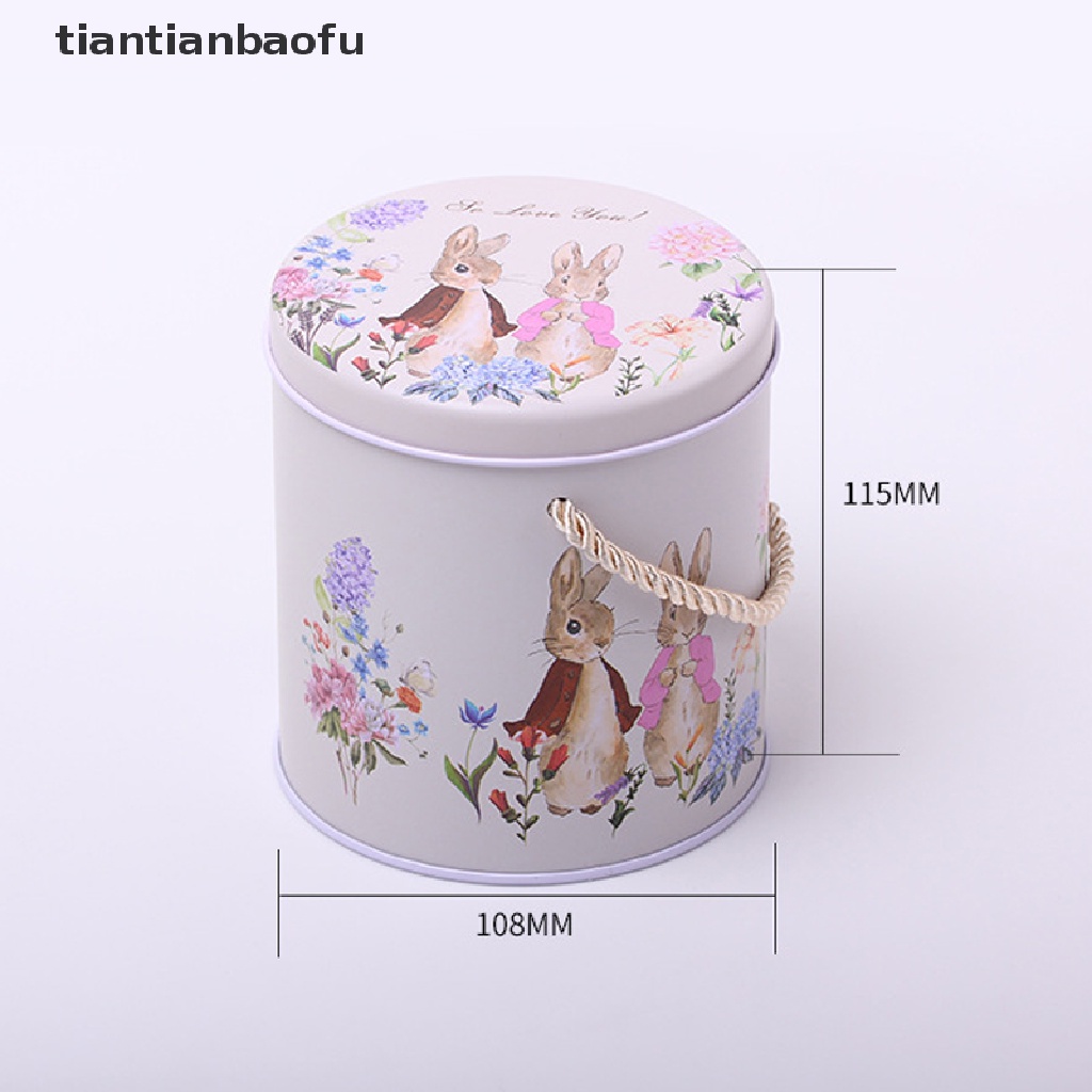 [tiantianbaofu] White Rabbit Toffee Carry Box Vintage Koper Penyimpanan Tin Metal Candy Box Butik