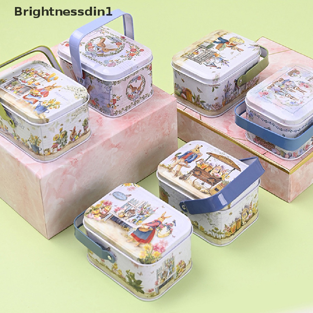 [Brightnessdin1] Tempat Penyimpanan Koper Kecil Vintage Tinplate Candy Box Gift Box Dekorasi Paskah Butik