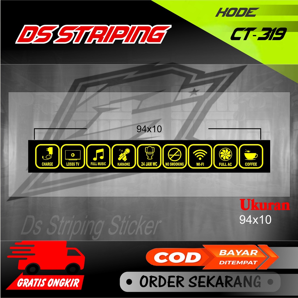 OS- Ct319 icon elf bus mobil truck Stiker Bagus Ikon ac musik tv