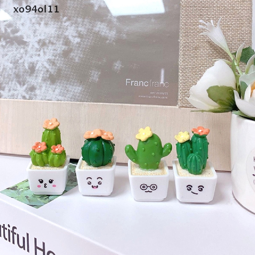 Xo 4Pcs 1: 12rumah Boneka Miniatur Sukulen Model Kaktus Dekorasi Rumah Mainan Lanskap Mikro Mobil Desktop Ornamen OL