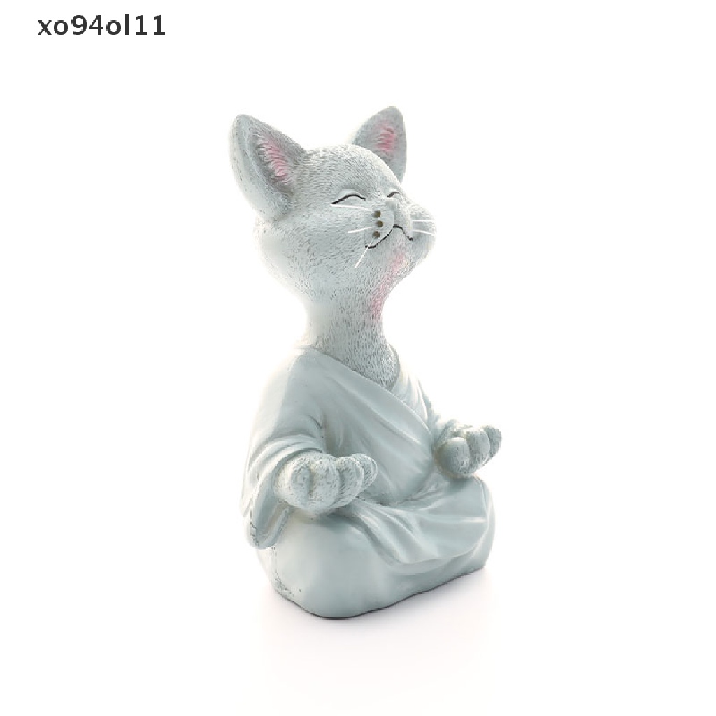 Patung Kucing Buddha XO Aneh Meditasi Yoga Koleksi Happy Cat Decor Home OL