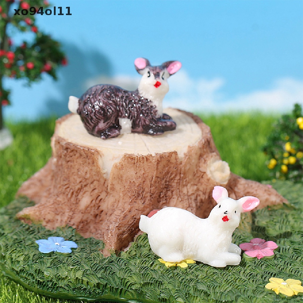 Xo Fairy Garden Miniatur Pemandangan Flamingo Kecil Patung Hewan Kelinci Kecil Beruang Terrarium Dekorasi Aksesoris Rumah Boneka Mainan OL