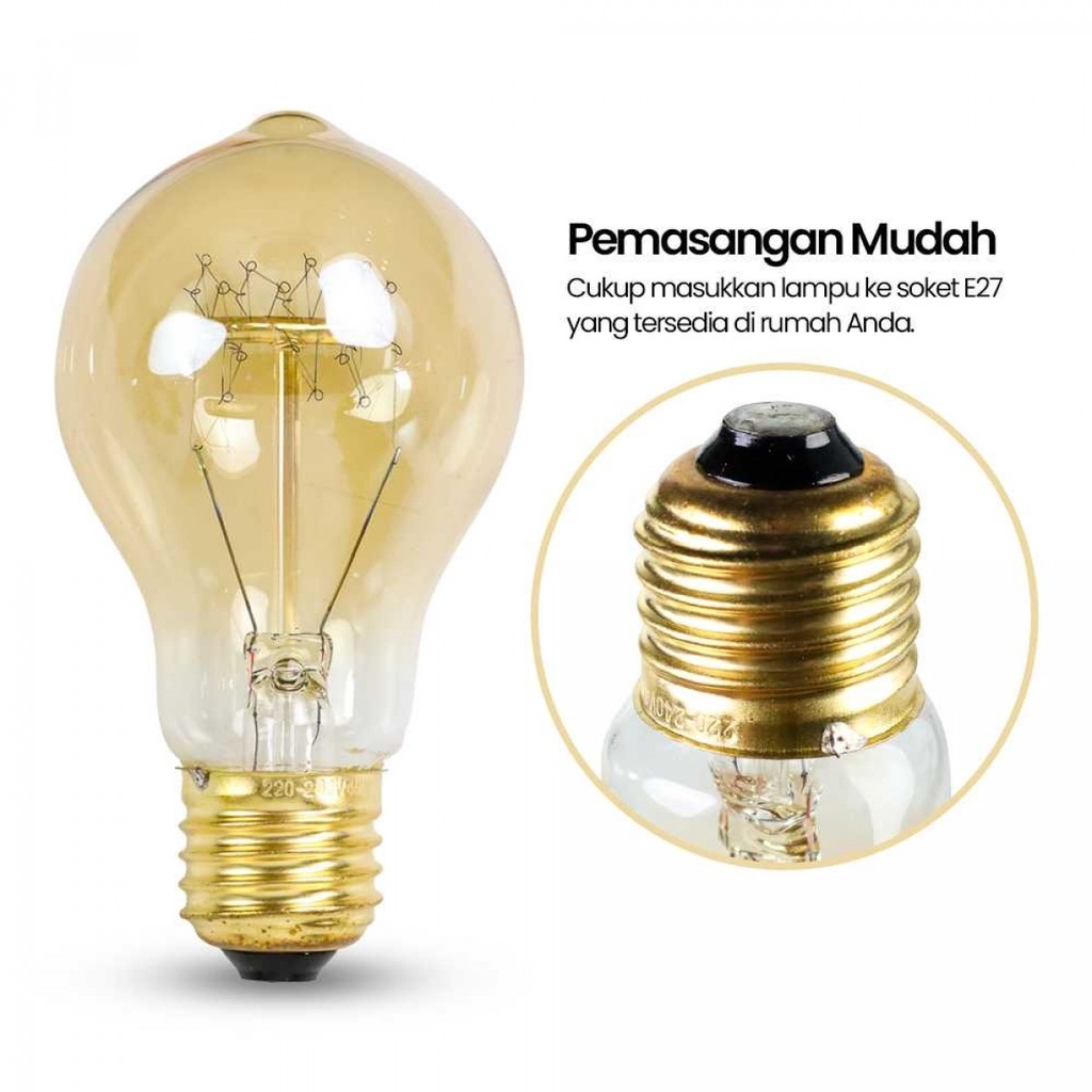 Lampu Pijar Spiral Hias Klasik Vintage Bohlam Edison 40W E27