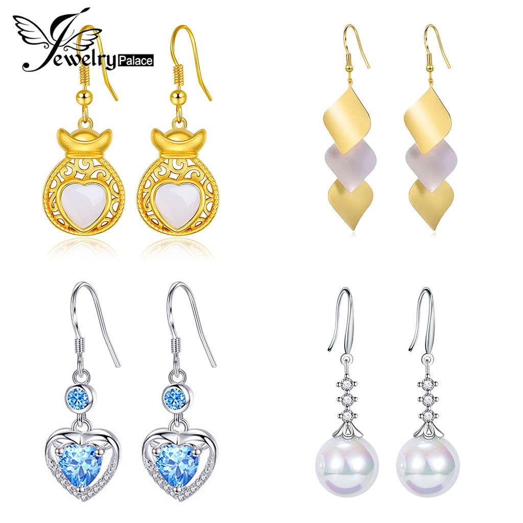 Jewelrypalace Asli Kait Mutiara Wanita Giok Berlian Moissanite925Anting Perak M010