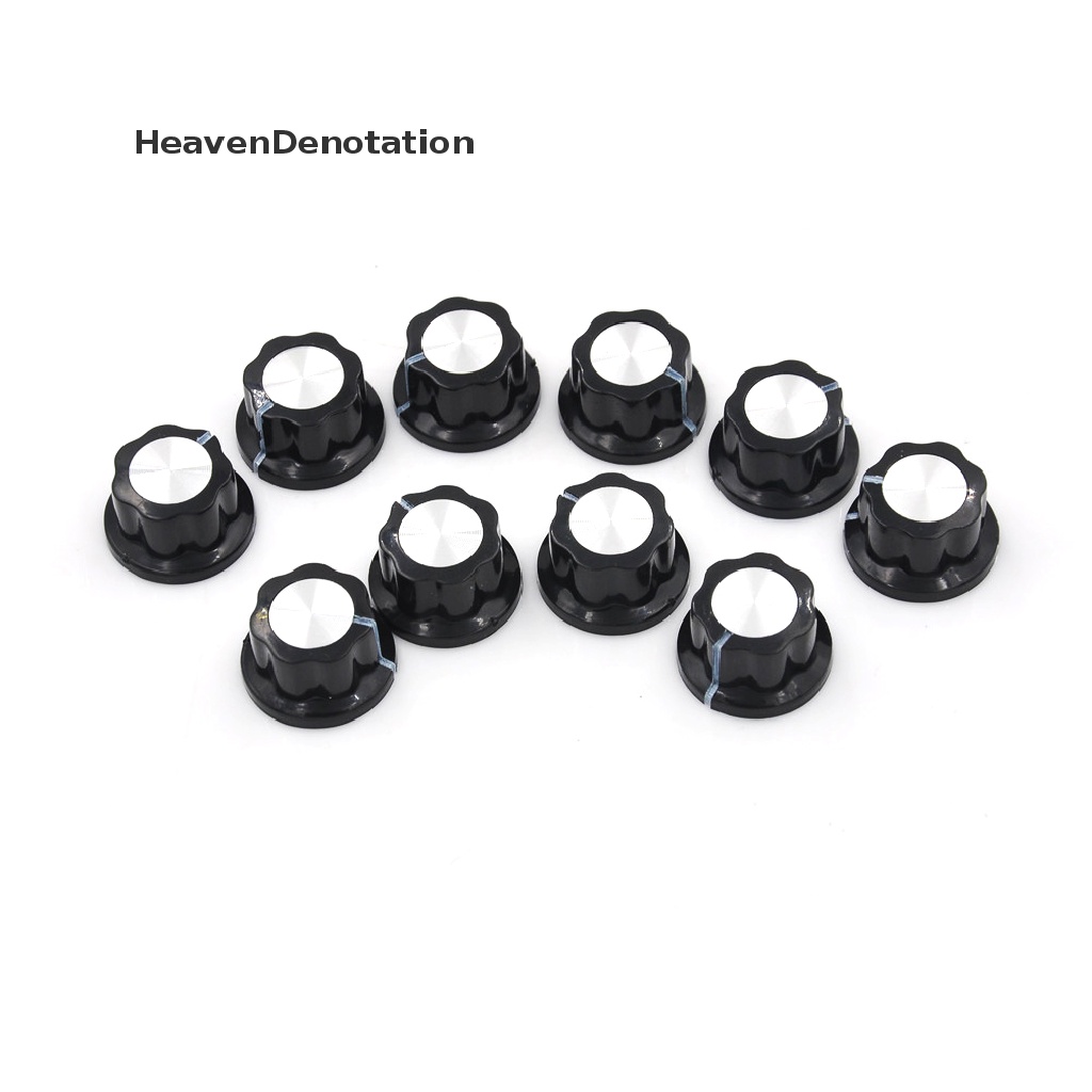 [HeavenDenotation] 10pcs Potensiometer Knob Rotary Control Turning Bakelite Knob Lubang Dia 6mm HDV