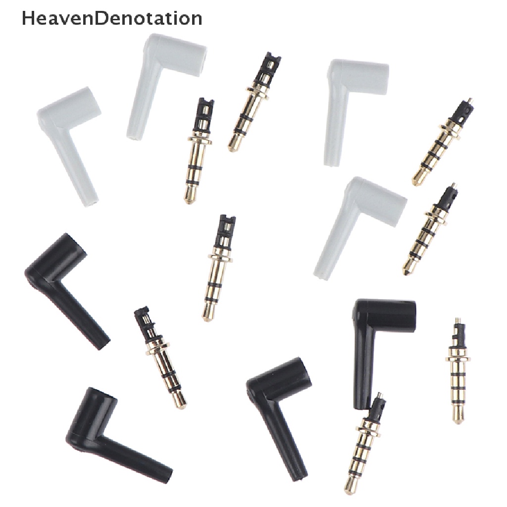 [HeavenDenotation] 2pcs/lot 90derajat jack plug headset stereo 3.5mm 4tiang 3.5 Lapis Emas HDV