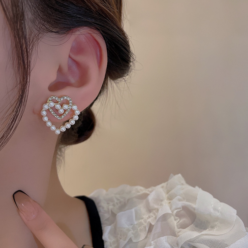 Deartiara Korea Fashion Retro Cinta Ganda Anting Mutiara Imitasi INS Gaya Kecil Anting Serbaguna Perempuan