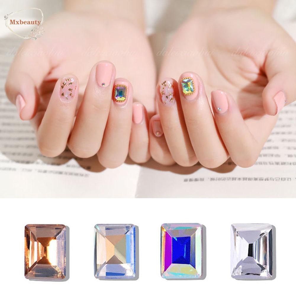 Mxbeauty 5pcs / Set Berlian Imitasi Bentuk Persegi Panjang Untuk Dekorasi Nail Art / Manicure Diy