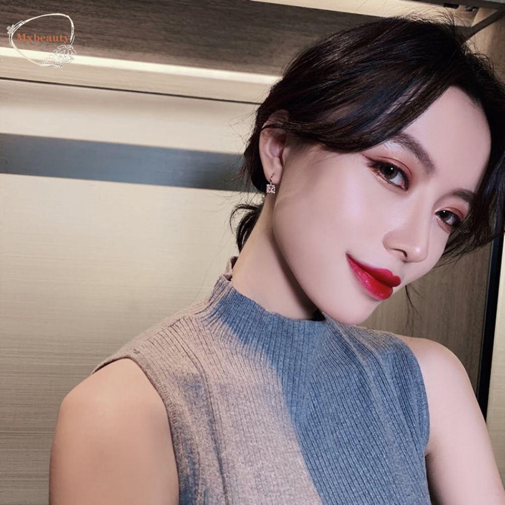 Mxbeauty Anting Wanita Trendy Geometris Lucu Kecil Elegan Hitam Putih Anting Gaya Korea