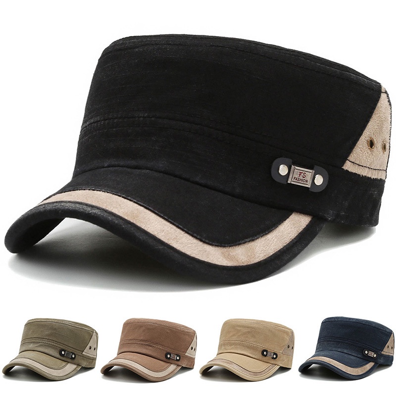 Fashion Topi flat top Berkualitas Tinggi Untuk Pria Dan Wanita Korea Kasual Youth Military hat Outdoor Kerai Topi Olahraga
