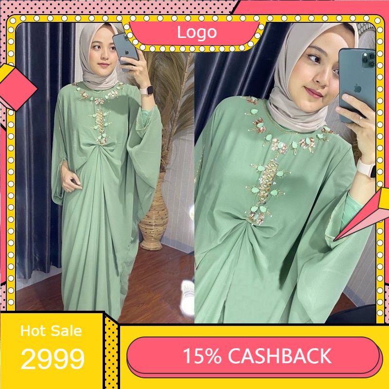 Kaftan Payet Raisa / Kaftan Lebaran / Kaftan Jumbo / Kaftan Mewah / Baju pesta