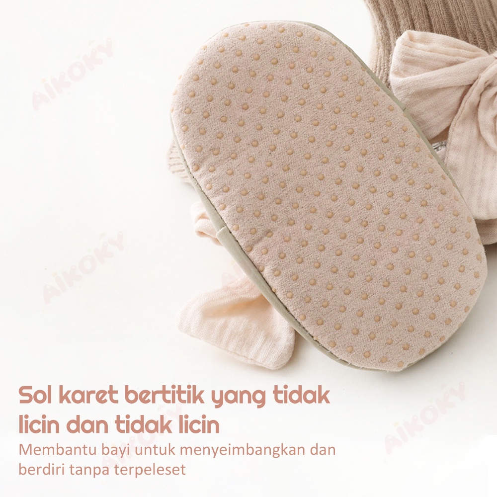 Aikoky 0-2 Tahun Sepatu bayi prewalker perempuan / Kaos kaki bayi anti slip / Baby prewalker shoes