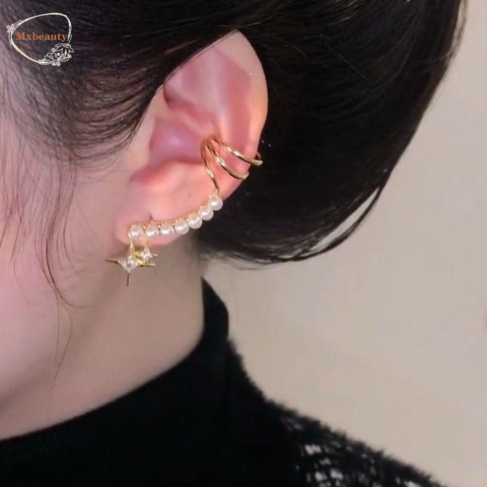 Mxbeauty Manset Telinga Bintang Keren Vintage Mewah Gothic Ear Hook Peri Non Tindik Gaya Korea Klip Telinga