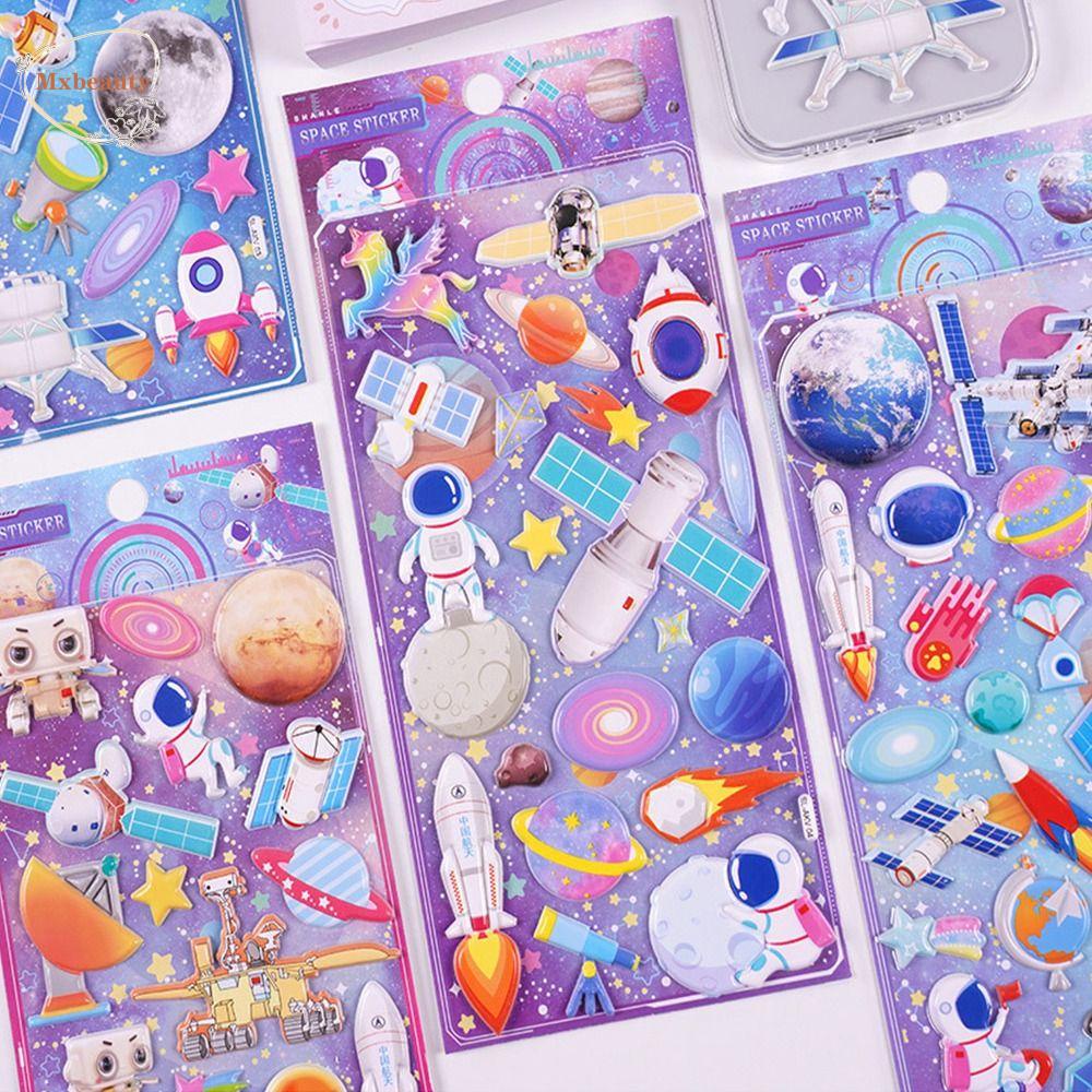 Mxbeauty 3D Gelembung Busa Stiker Siswa 1lembar DIY Scrapbook Luar Angkasa Astronot Seri Ponsel Case Stiker Hias