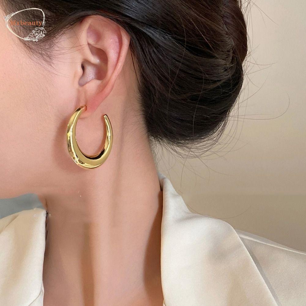 Mxbeauty Anting Hoop Wanita Kepribadian Keren Punk Fashion Logam Tampan Perhiasan Fashion