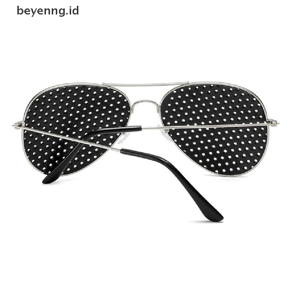 Beyen Retro Pinhole Sunglasses Lubang Kecil Kacamata Pembenah Penglihatan Kacamata Unisex ID