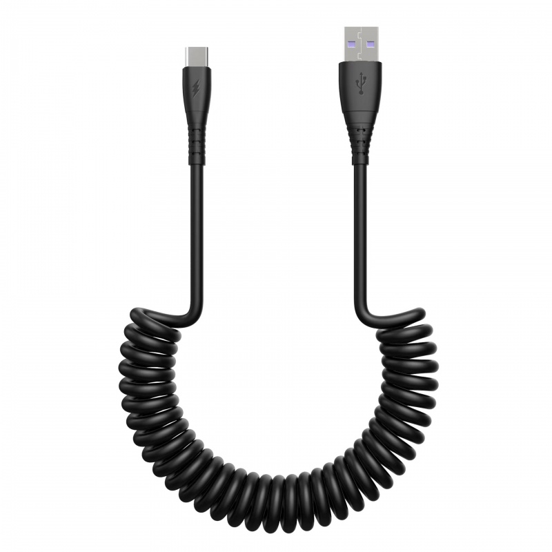 Kabel Usb Charging Kabel Data Spring Stretch Untuk IPhone Android Type-c Usb Charger Kabel Data