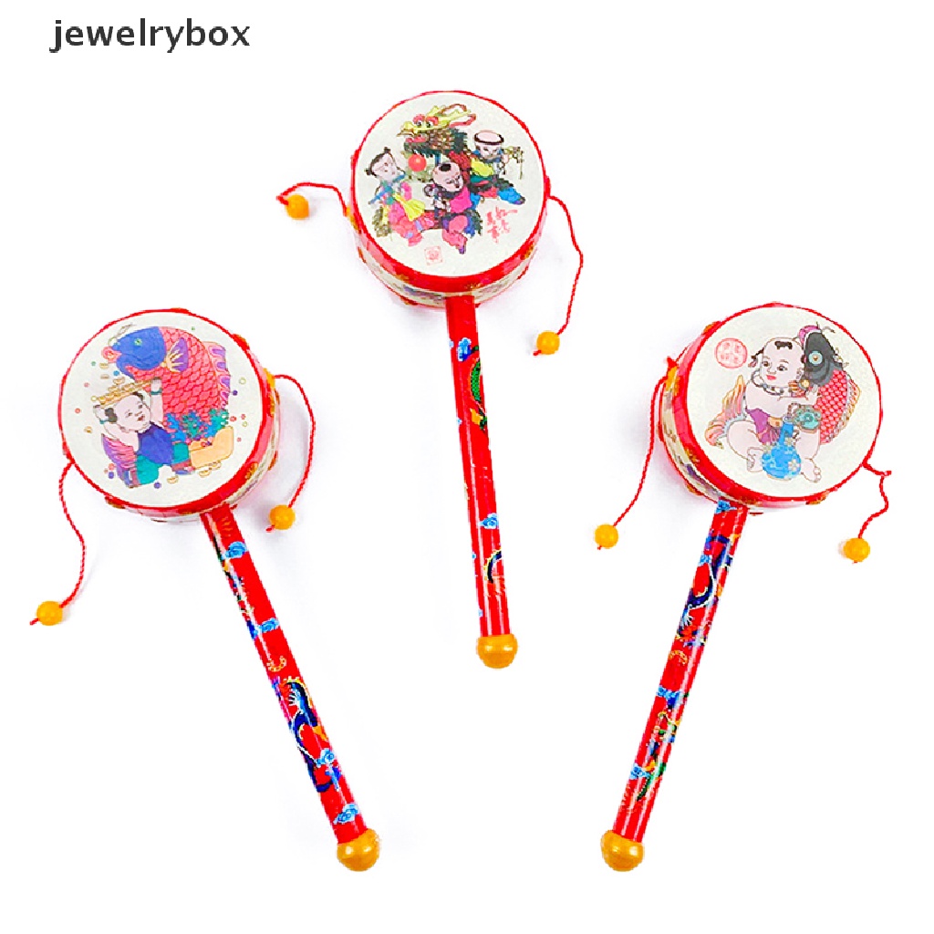 [jewelrybox] 1pc Kartun Tamborin Cina Tangan Drum Mainan Klasik Tradisional Berputar Rattle Drum Tangan BellHand Drum Mainan Anak Alat Musik Butik