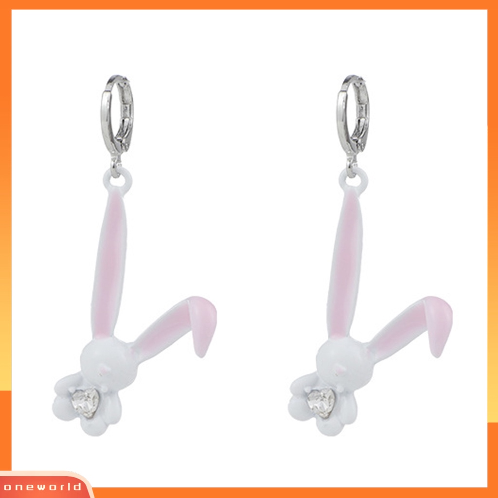 [EONE] 1pasang Menjuntai Anting Manis Hias Berlian Imitasi Korea Kartun Kelinci Kepribadian Tindik Anting-Anting Perhiasan Aksesori