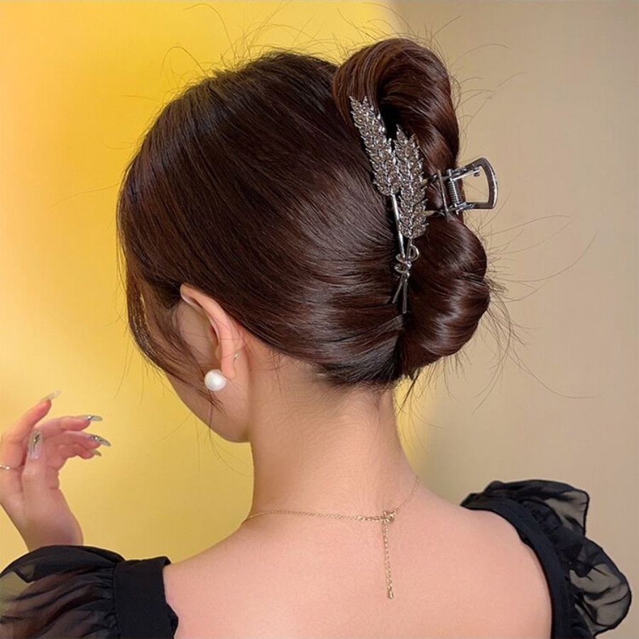 Korea Logam Mutiara Berlian Imitasi Rambut Klip Kupu-Kupu Kristal Rumbai Jepit Rambut Ponytail Holder Woman Headwear