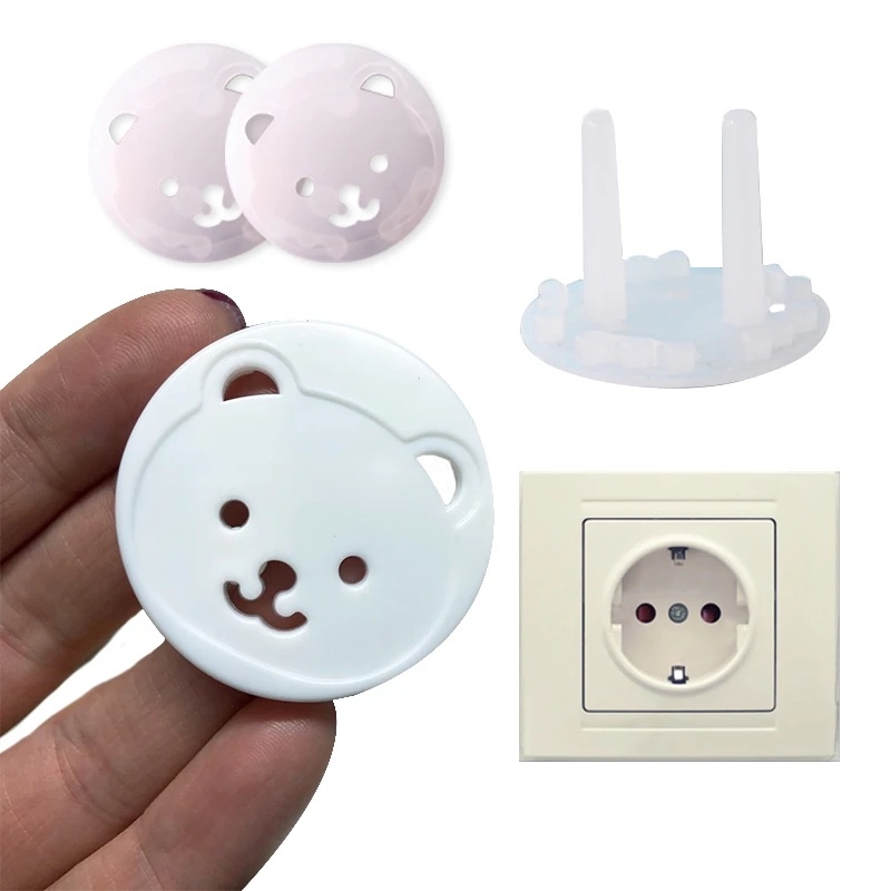 European Gauge Baby Safe Children's Power Socket Plug Protection Cover/Penutup Stop Kontak Bentuk Beruang Lucu/Tutup Pelindung Shock Proof Listrik/Pengaman Stop Kontak Pengaman Anak Rumah