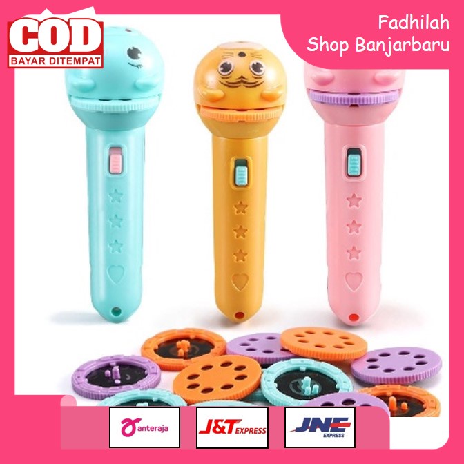 SENTER PROYEKTOR KARAKTER HEWAN FUN FLASHLIGHT MAINAN PROYEKTOR DENGAN 3 PIRINGAN GAMBAR MAINAN EDUKASI | FADHILAH SHOP BJB