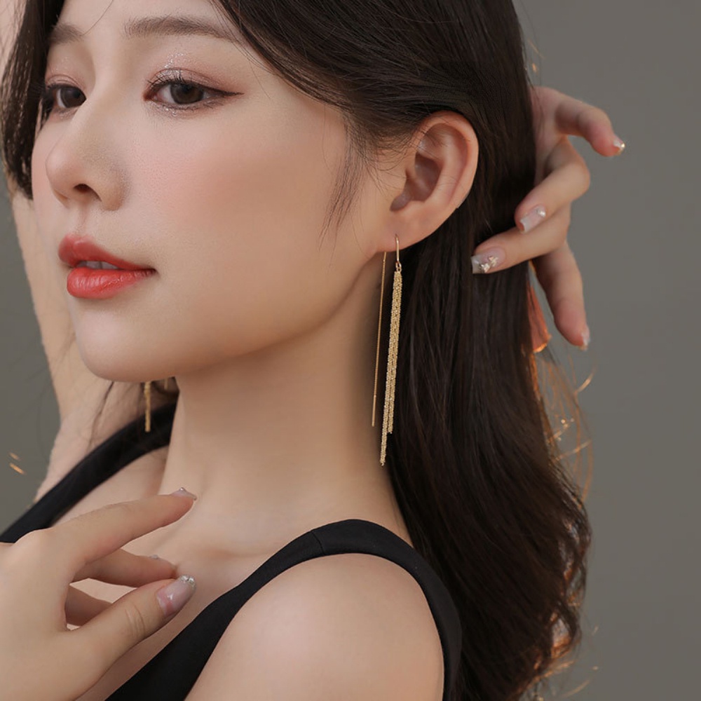 Deartiara Korea Selatan Bersinar Langit Bintang Panjang Rumbai Earline Fashion Dan Gaya Elegan Anting Serbaguna Anting Super Peri Slim