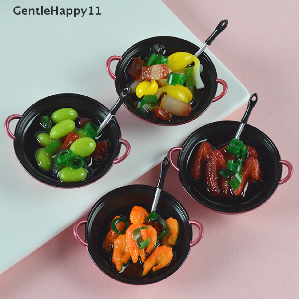 Gentlehappy Rumah Boneka Miniatur DIY Aksesoris Panci Masak Dengan Makanan Peralatan Dapur Model id