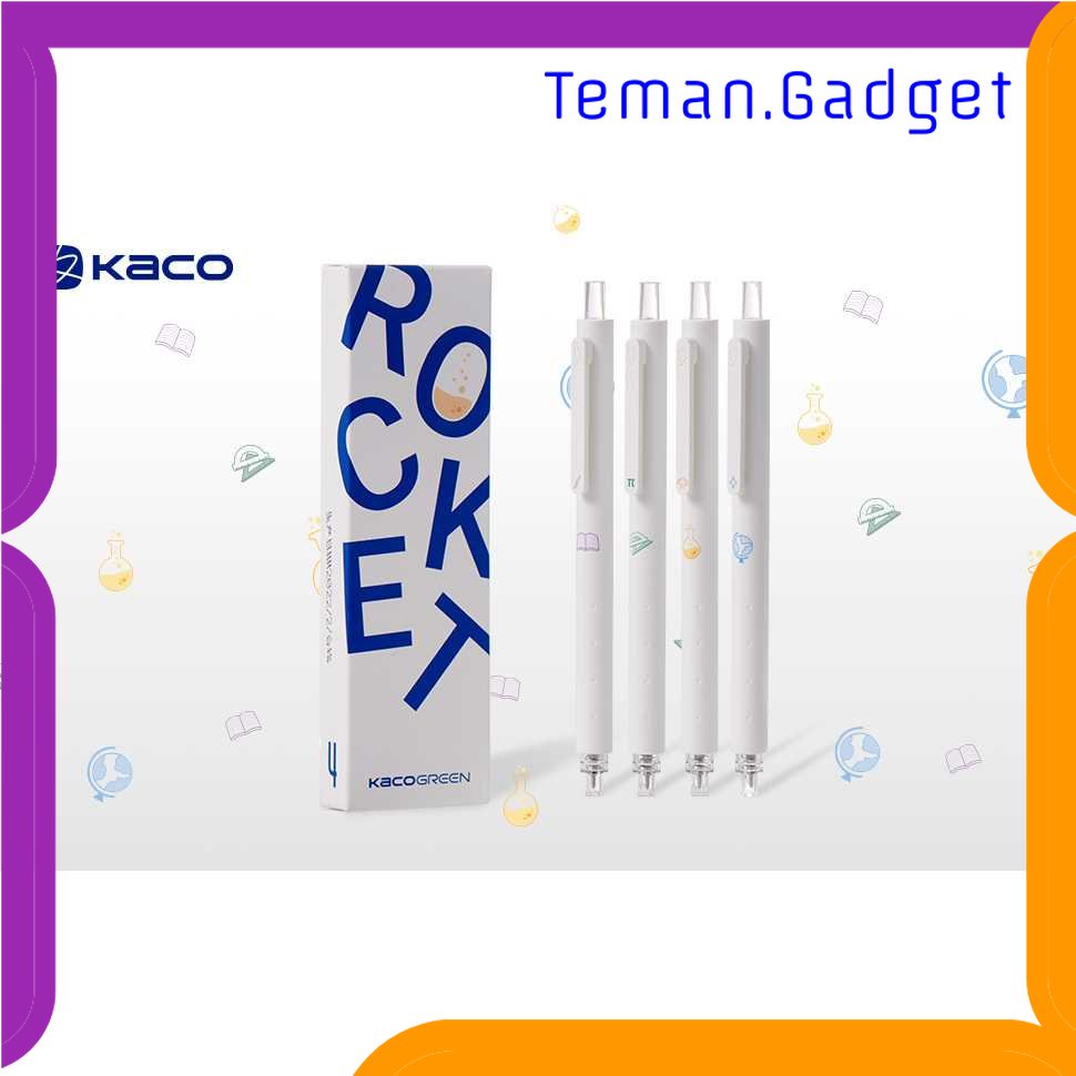 TG - ATK KACO GREEN ROCKET Pena Pulpen Gel 0.5mm Tinta Hitam 4 PCS - K1028