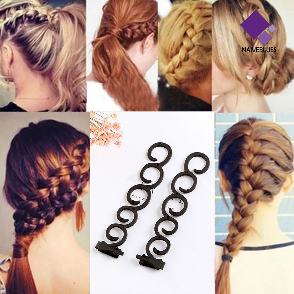 &lt; Naiveblues &gt; 2Pcs DIY Hair Braider Kokoh Reusable Simple Compact Twist Clips Indoor