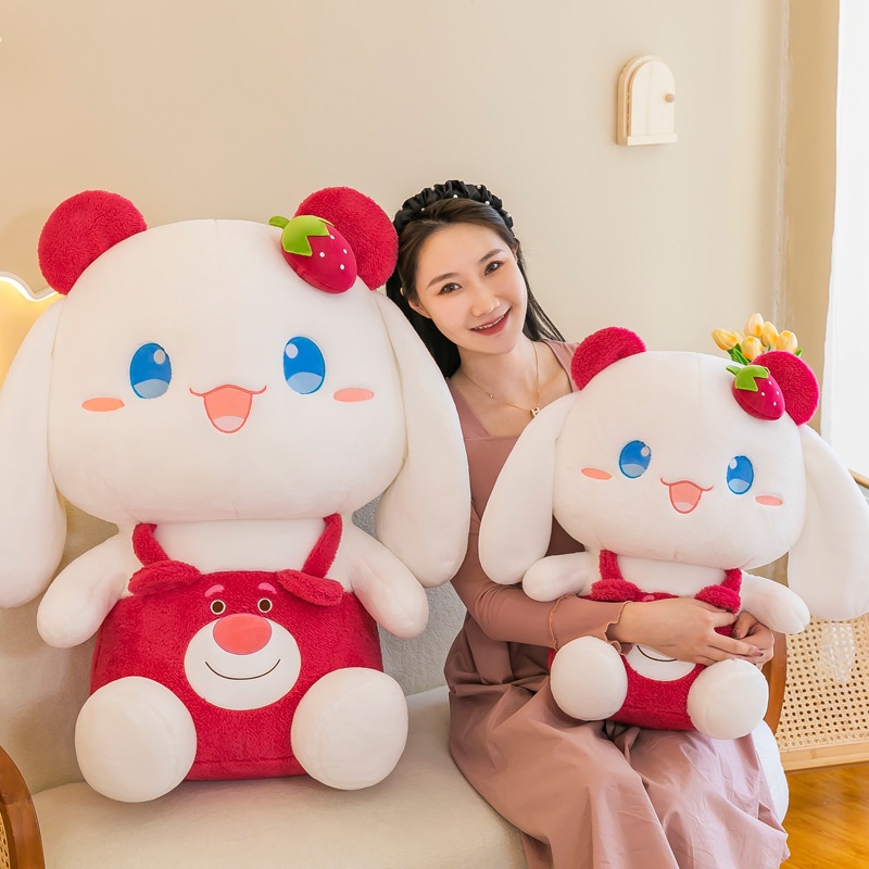 Kelinci Strawberry Plushie Hewan Lucu Tak Tertahankan Berubah Dari Kelinci Moer Lucu Cocok Untuk Anak-Anak