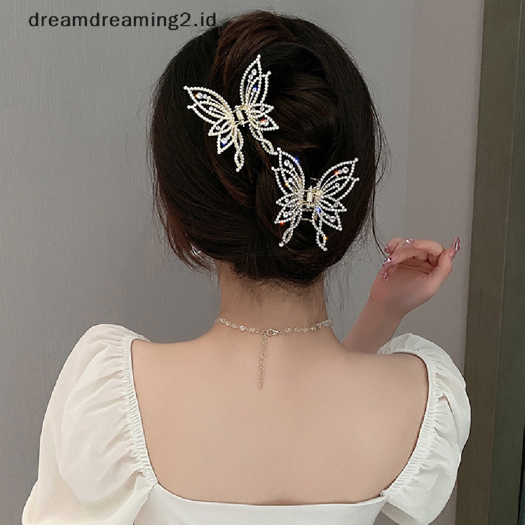 (dream) Fashion Logam Hair Claw Butterfly Jepit Rambut Untuk Wanita Gadis Elegan Ponytail Claw Clip Vintage Hairpin Aksesoris Rambut//