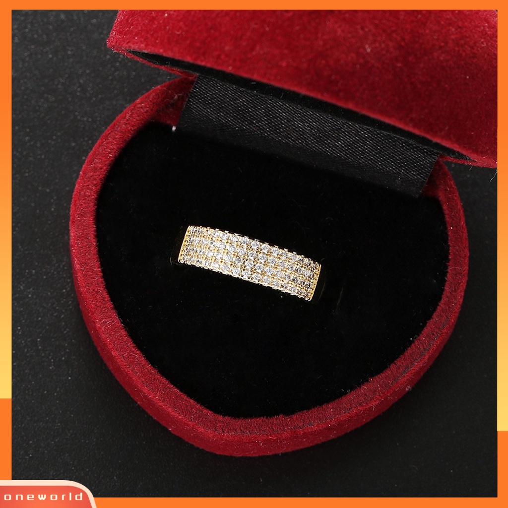 [EONE] Wanita Cincin High-end Stainless Indah Anti Karat Kokoh Tidak Luntur Berlian Imitasi Mengkilap Permukaan Halus Colorfast Lady Finger Ring Gift