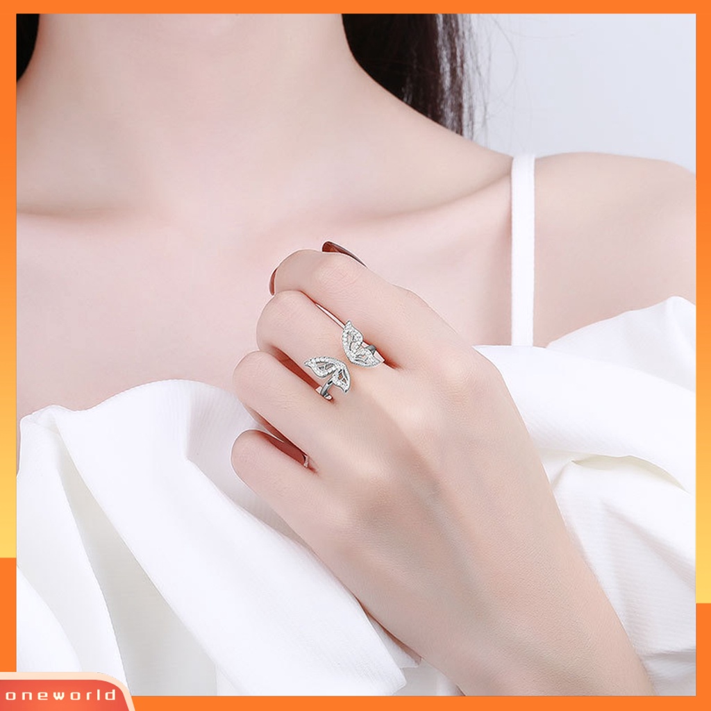 [EONE] Wanita Cincin Geometris Berlian Imitasi Mengkilap Hias Sparkling Adjustable Opening Hias Hadiah Butterfly Knuckle Ring Charm Perhiasan Untuk Pacaran