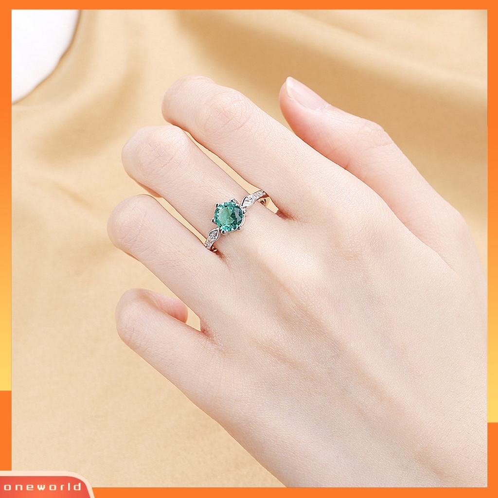 [EONE] Wanita Cincin Tetesan Air Enam Cakar Shiny Cubic Zirconia Sparkling Adjustable Opening Dress Up Hadiah Faux Gemstone Finger Ring Wedding Band Perhiasan Aksesori Fashion