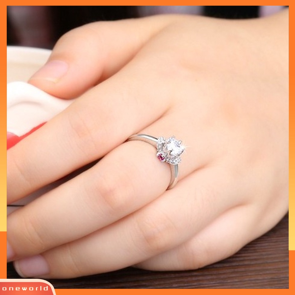 [EONE] Jari Cincin Cubic Zirconia Berlian Imitasi Mengkilap Electroplating Polishing Dekorasi Pembukaan Berkilau Wanita Cincin Pertunangan Perhiasan Aksesori