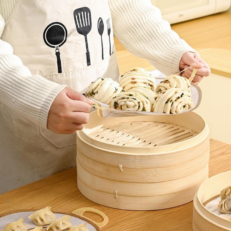 1 Pc Non-Stick Silicone Steamer Baking Mat Bulat Dim Sum Steamers Liner Kartun Reusable Steame Mat Perlengkapan Dapur