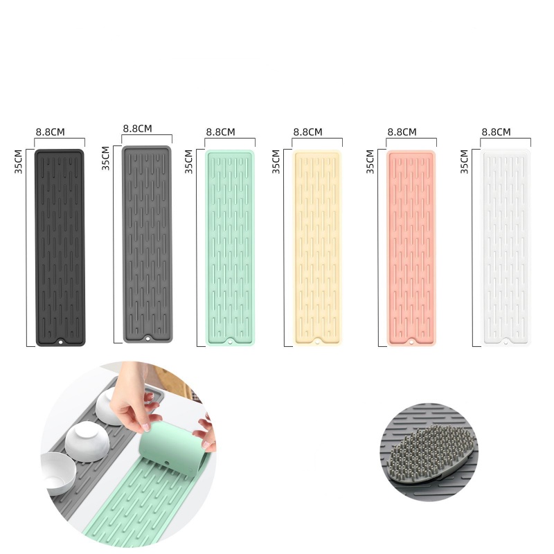 Splash-proof Wastafel Drain Pad Dapat Digantung Perlengkapan Kamar Mandi Dapur Lipat Silikon Pelindung Tikar Tahan Panas-isolated Storage Tray Non-slip Peralatan Makan Menempatkan Bantal