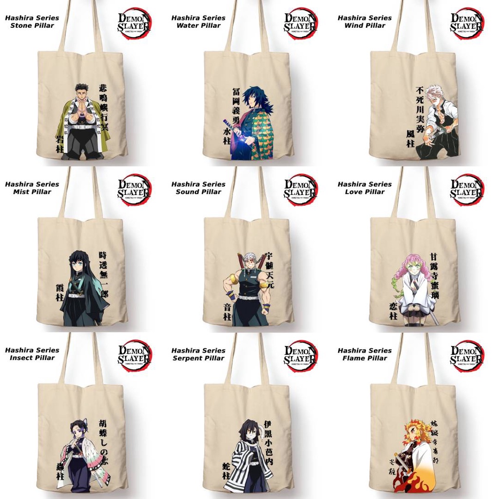 Totebag Anime Kimetsu no yaiba Hashira Series Tote bag premium Totebag zipper totebag velcro Termurah tote bag resleting